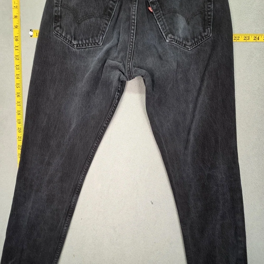 Levis 501 Jeans Mens Dark Gray Black Straight Button Fly Faded Denim Fits‎ 29x29